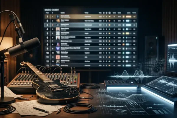 Human music production and AI-generated music competing on the same music charts