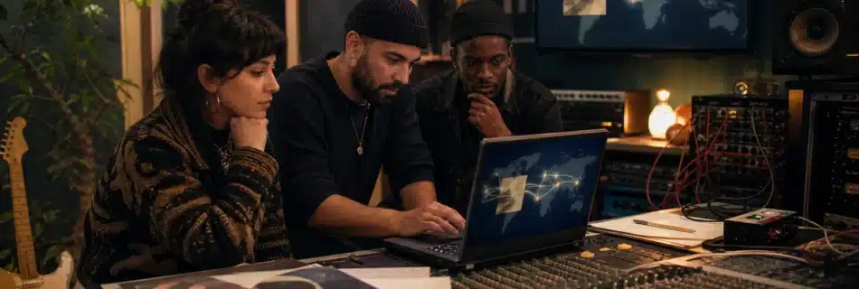 Independent music team connecting a local recording studio with global distribution