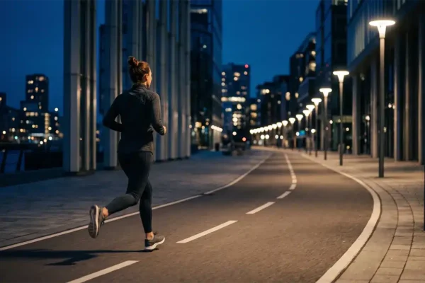 Runner at night representing Spotify Running Mode and BPM-based running music